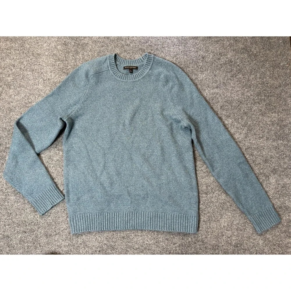 Banana Republic Sweater Mens M Blue Long Sleeve Crew Neck Cotton Knit Pullover